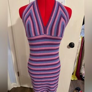 Crochet Multi Color Halter Neck Dress